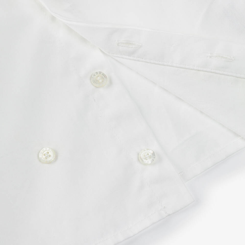 Fendi-Baby Boys White & Grey Cotton FF Logo Buster Suit | Childrensalon