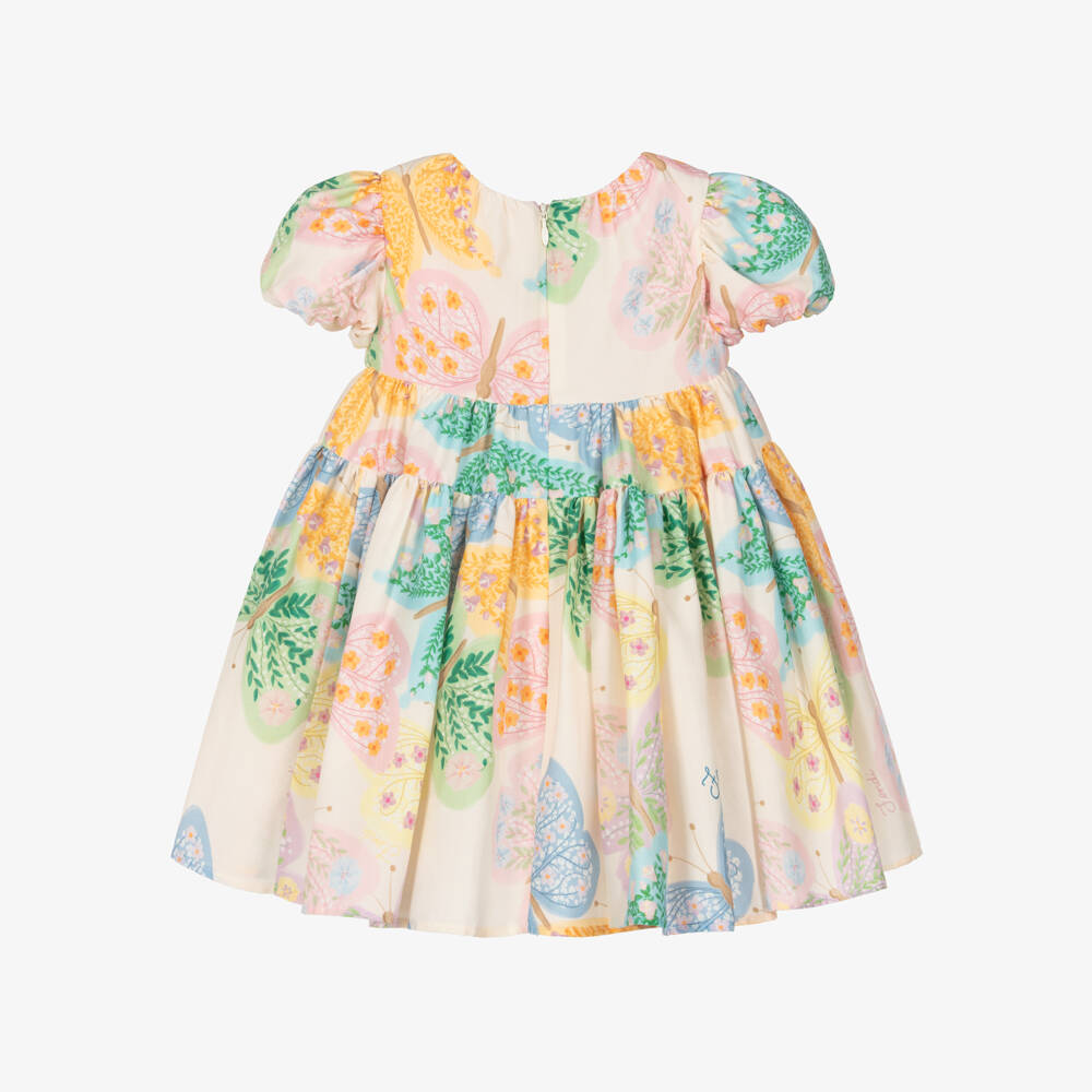 Fendi-Baby Girls Ivory Cotton & Silk Butterfly Print Dress | Childrensalon