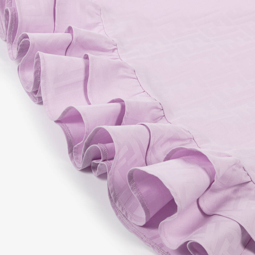 Fendi-فستان بتصميم قميص قطن جاكار لون بنفسجي ليلاك للبنات الرضع | Childrensalon