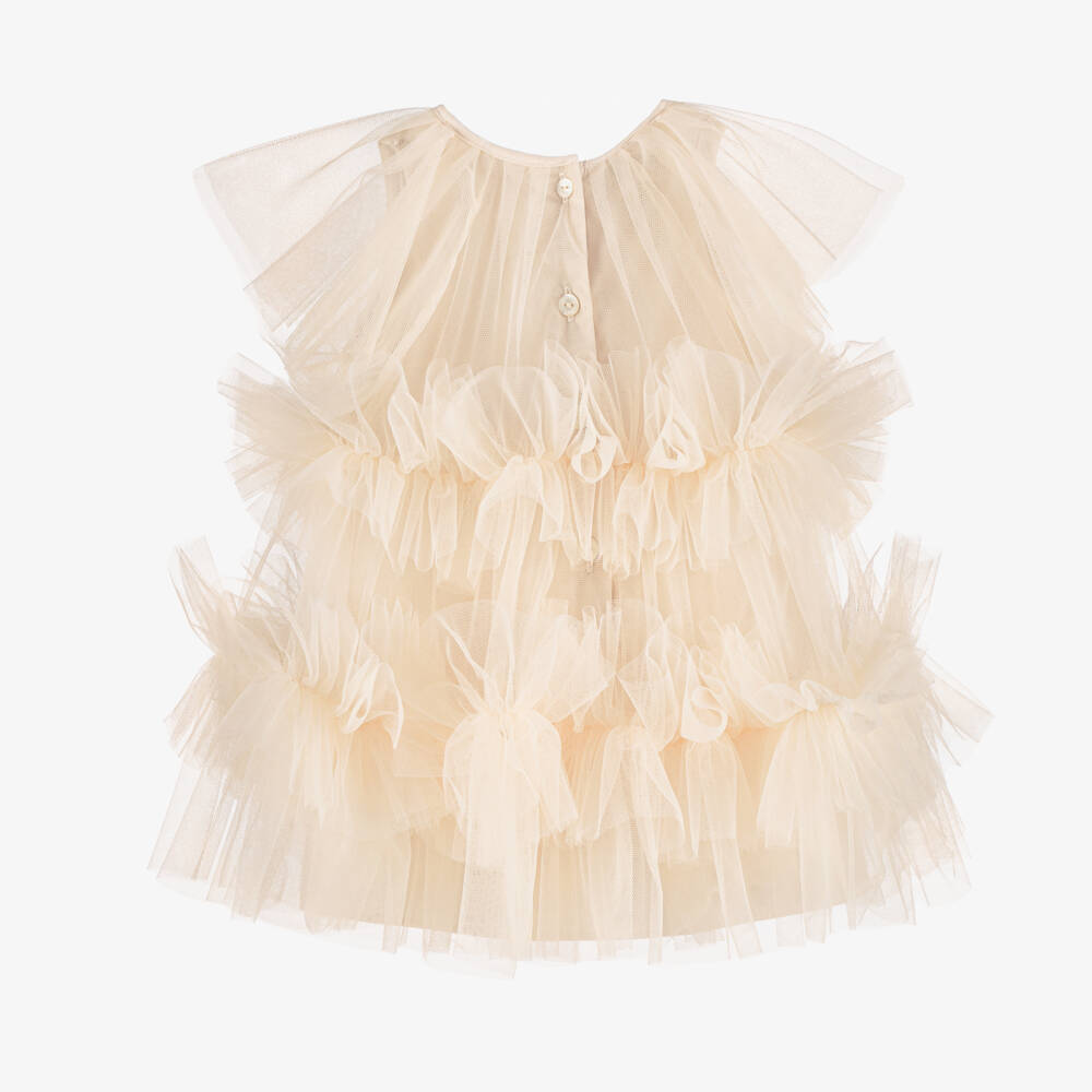 Fendi-Baby Girls Pastel Peach Pink Tulle Dress | Childrensalon