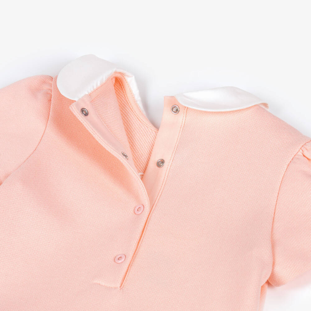 Fendi-فستان قطن مطرز بشعار لون زهري للبنات الرضع | Childrensalon