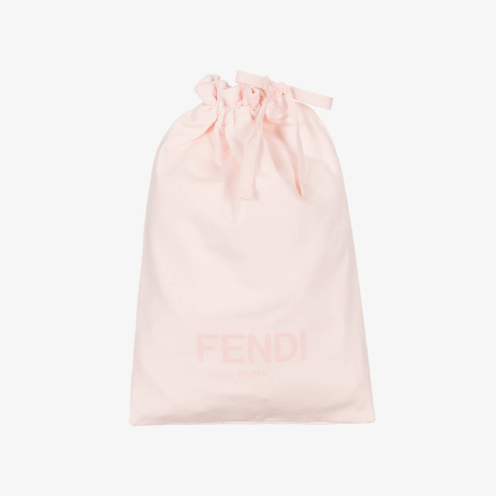 Fendi-Baby Girls Pink Cotton FF Bear Babygrow Set | Childrensalon