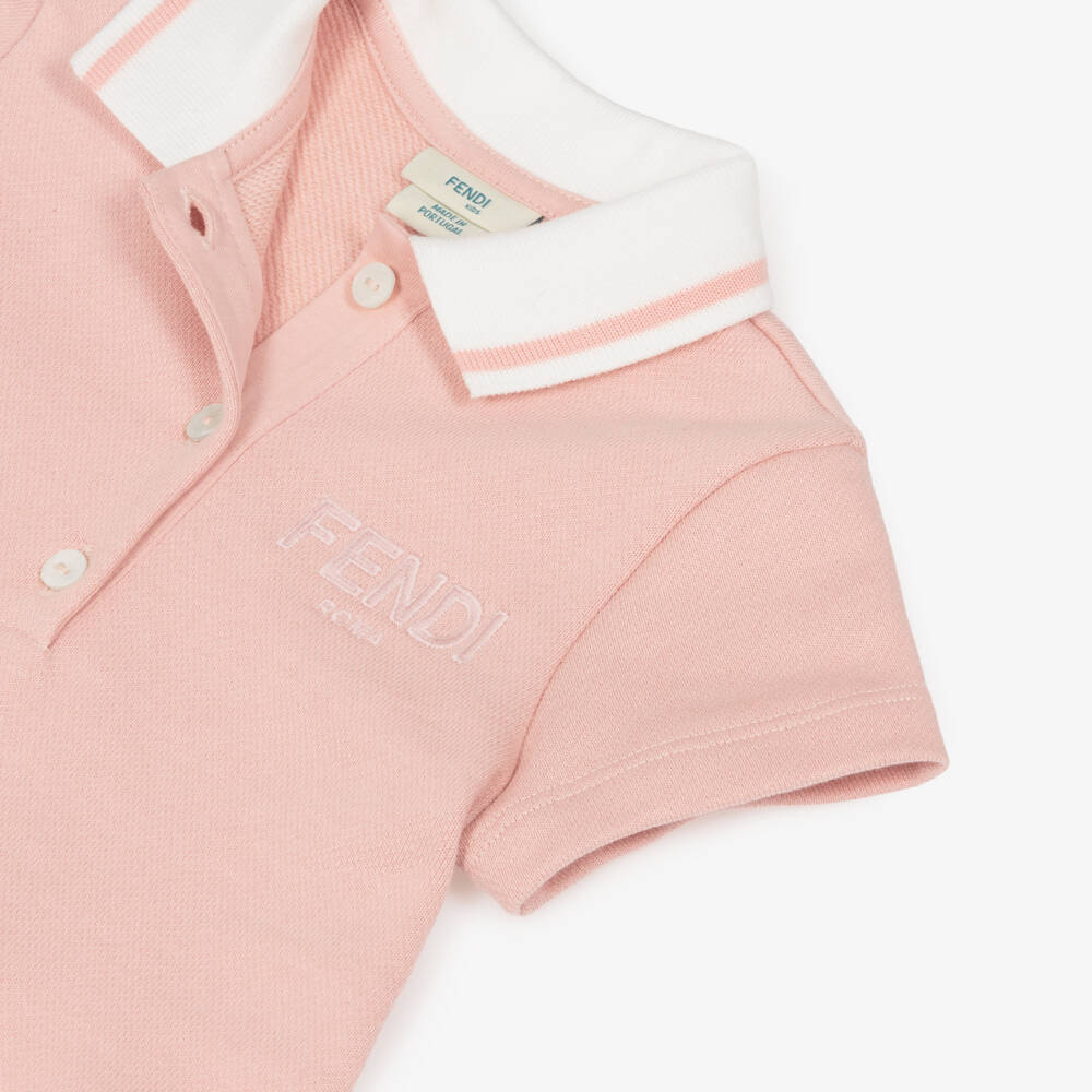 Fendi-فستان بولو قطن لون زهري للمولودات | Childrensalon