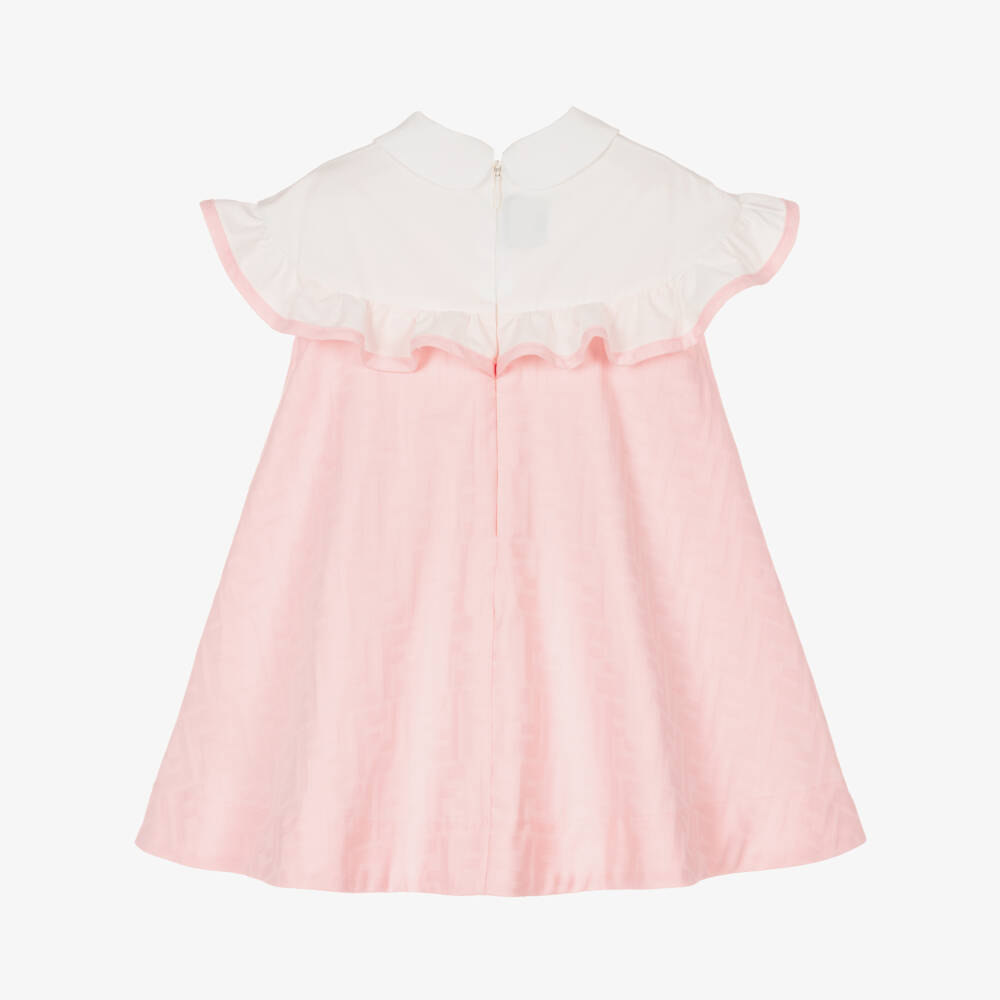 Fendi-فستان جاكار FF لون زهري للمولودات | Childrensalon