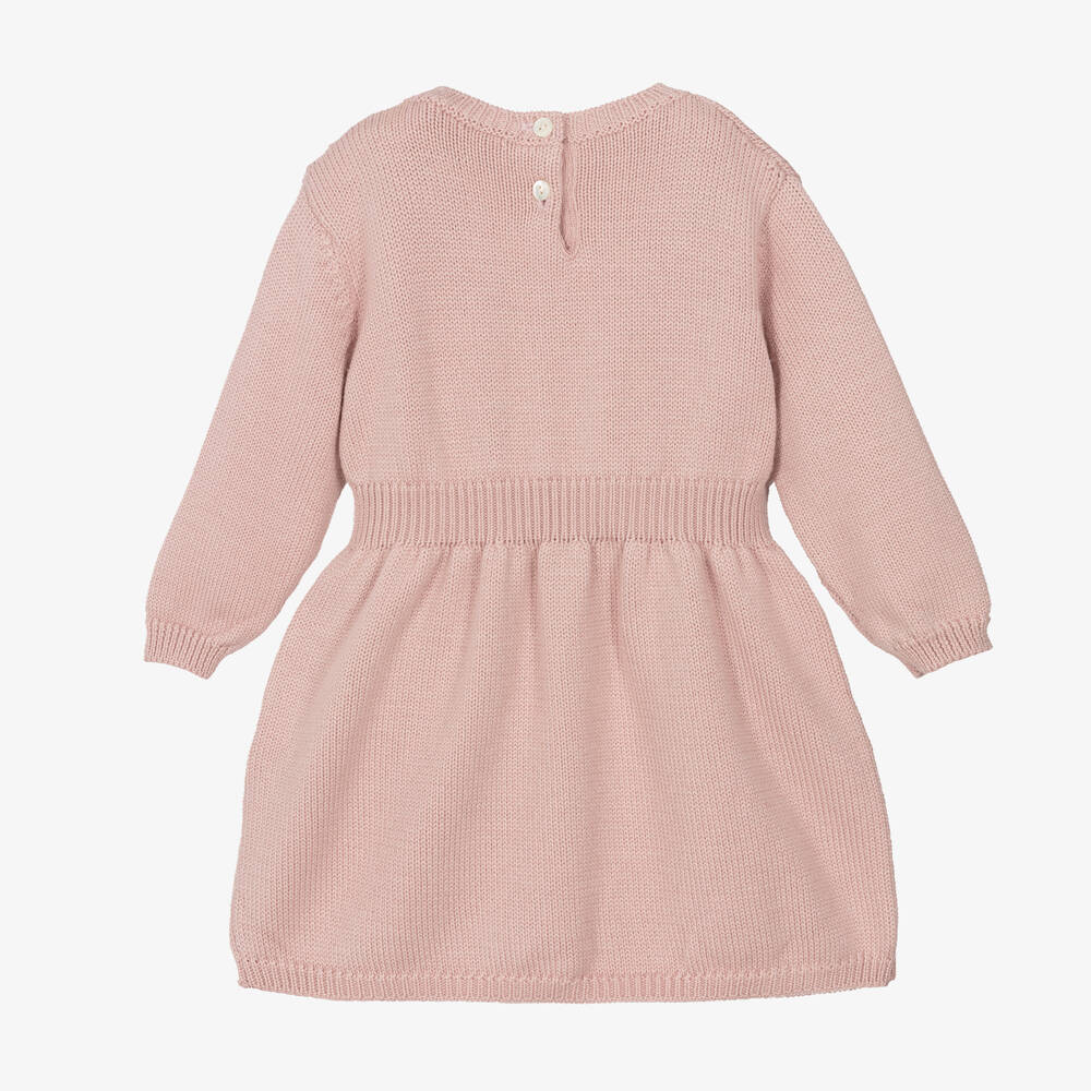 Fendi-فستان أطفال بناتي صوف بكر محبوك لون زهري | Childrensalon