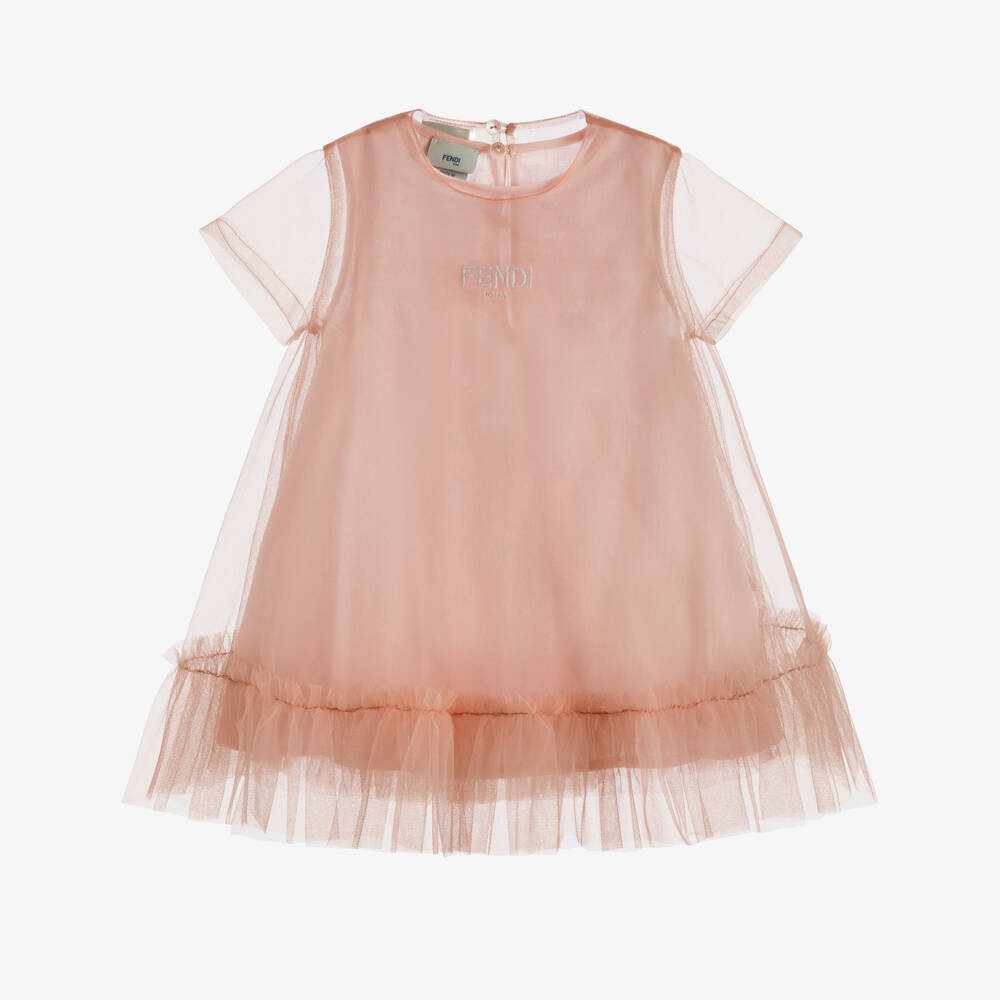 Fendi-فستان تول لون زهري للمولودات | Childrensalon