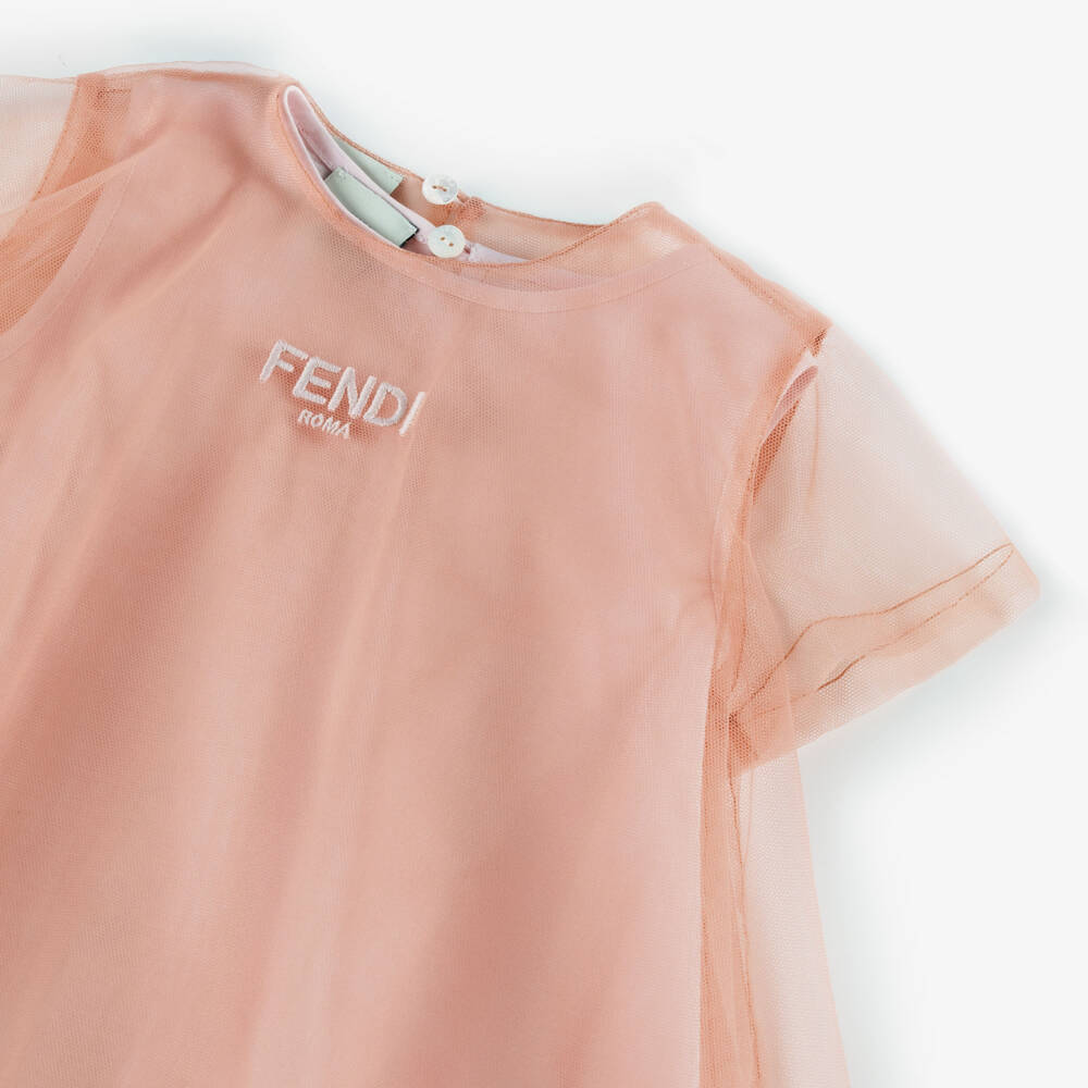 Fendi-فستان تول لون زهري للمولودات | Childrensalon