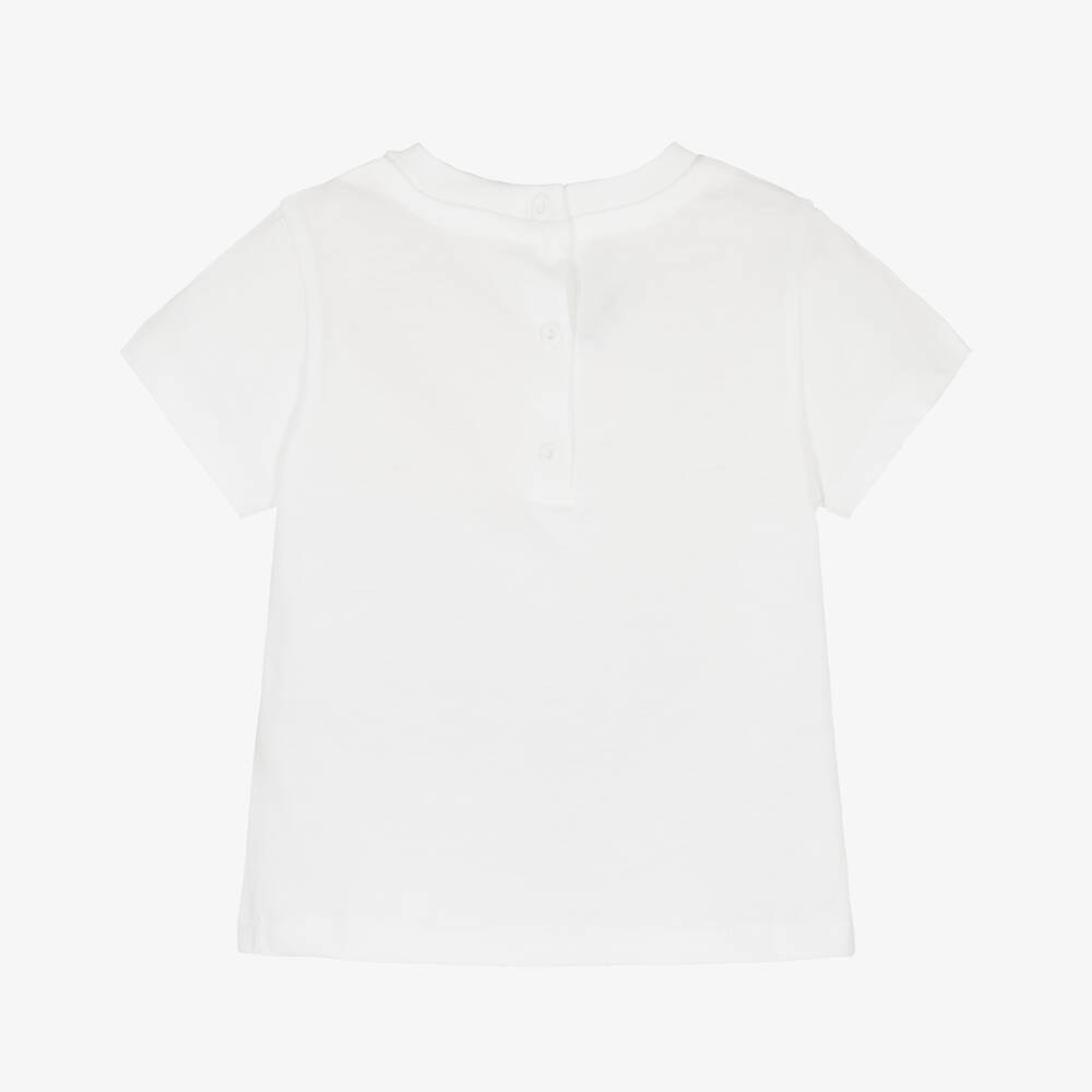 Fendi-تيشيرت بشعار FF قطن لون أبيض | Childrensalon