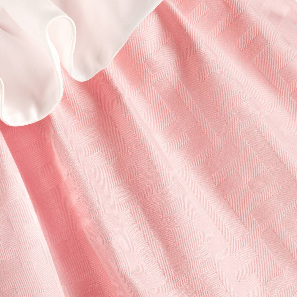 Fendi-Baby Girls White & Pink FF Jacquard Bubble Hem Dress | Childrensalon