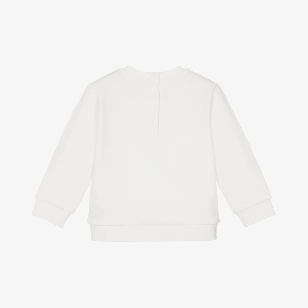 Fendi-سويتشيرت مطرز بشعار الماركة قطن لون أبيض للمواليد | Childrensalon