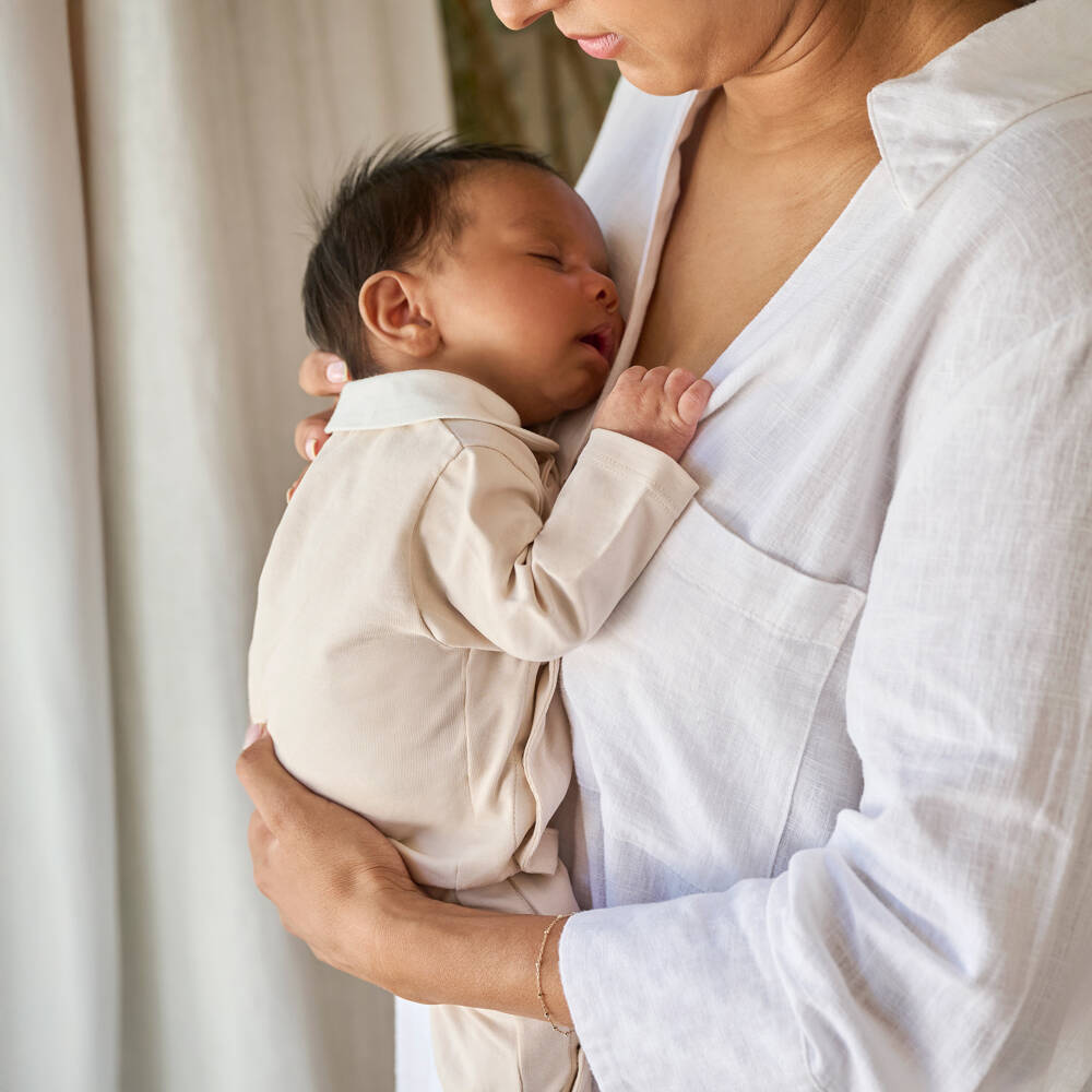 Fendi-Beige Cotton FF Logo Bear Babygrow Set | Childrensalon