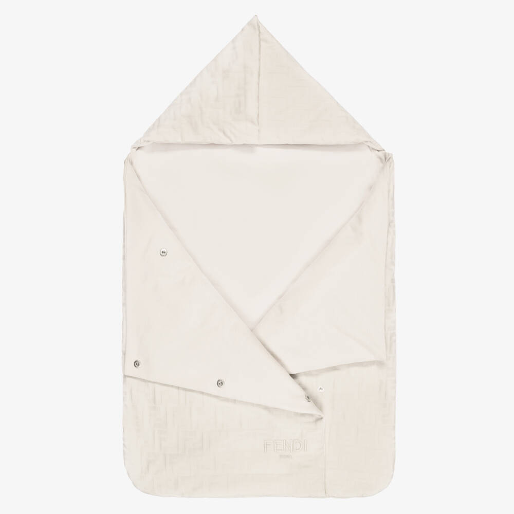 Fendi-Beige Cotton Jacquard FF Logo Nest (80cm) | Childrensalon