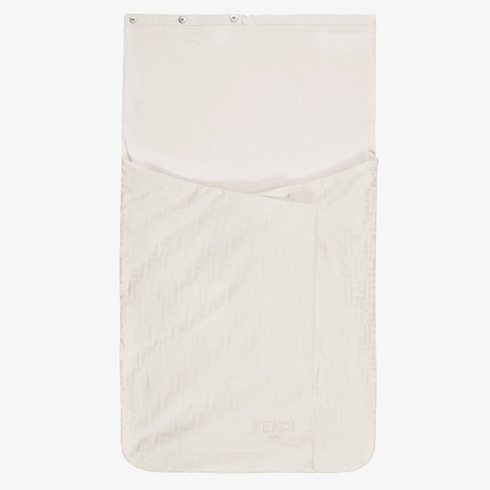 Fendi-Beige Cotton Jacquard FF Logo Nest (80cm) | Childrensalon