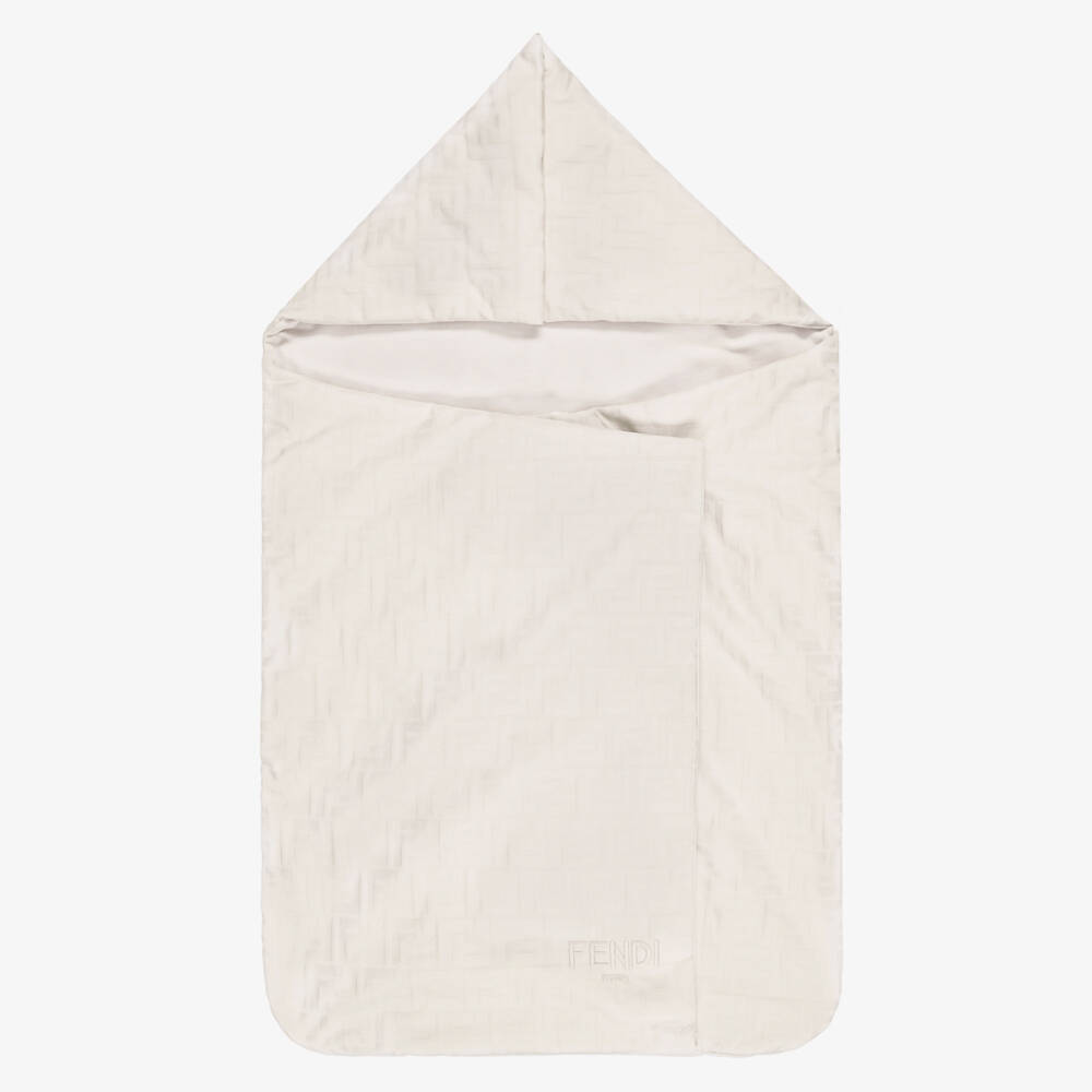 Fendi-Beige Cotton Jacquard FF Logo Nest (80cm) | Childrensalon