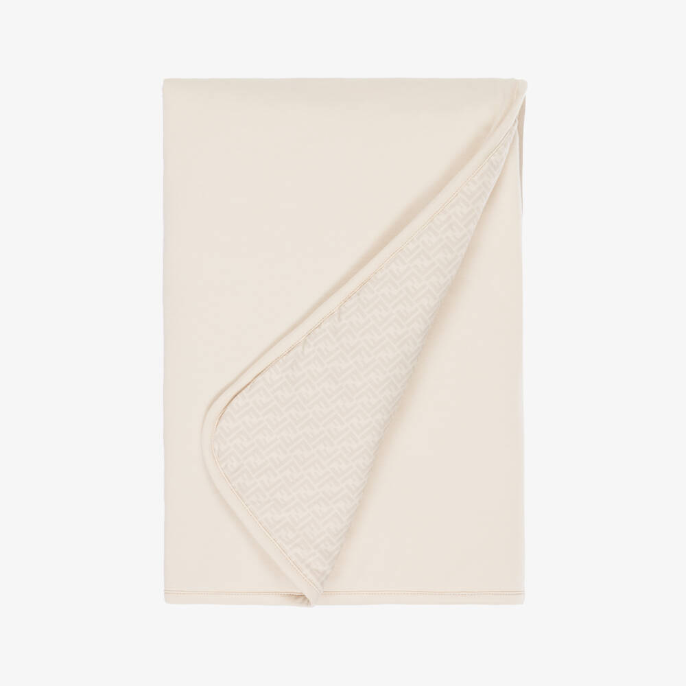 Fendi-بطانية مبطنة بطبعة دب فندي قطن جيرسي لون بيج (80 سم) | Childrensalon