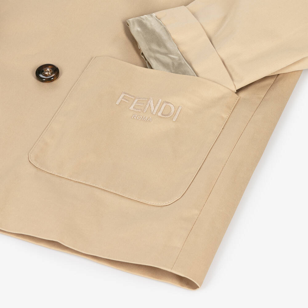 Fendi-Beige Cotton Trench Jacket | Childrensalon