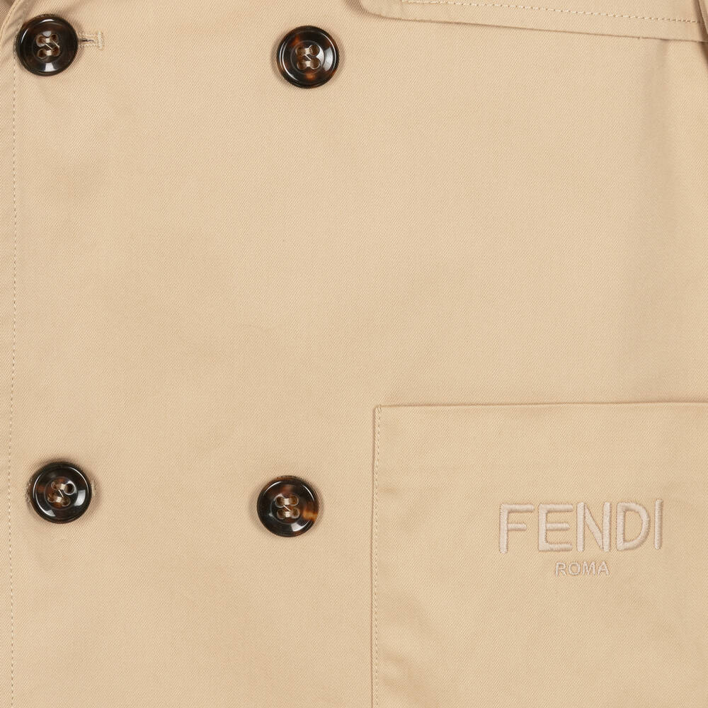 Fendi-Beige Cotton Trench Jacket | Childrensalon