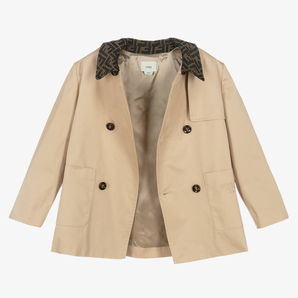 Fendi-Beige Cotton Trench Jacket | Childrensalon