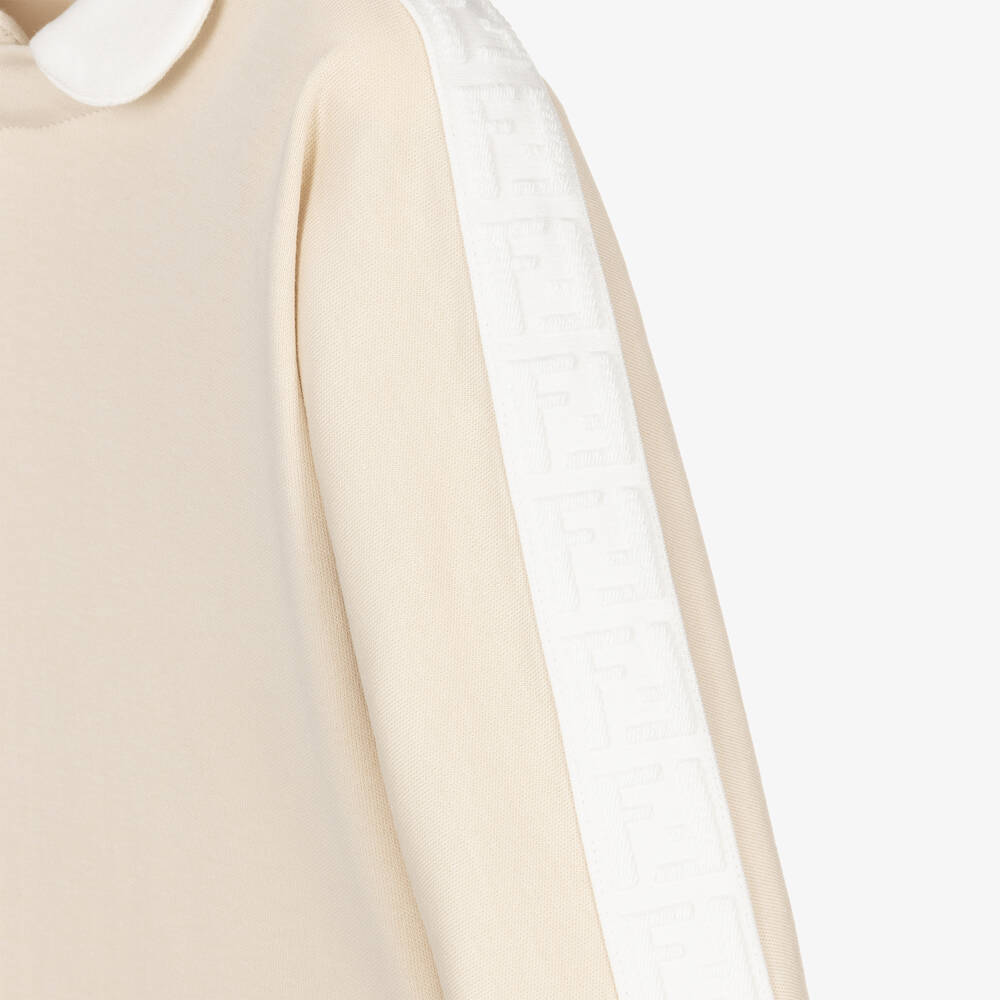 Fendi-طقم هدية أفرول بشعار FF قطن لون بيج | Childrensalon