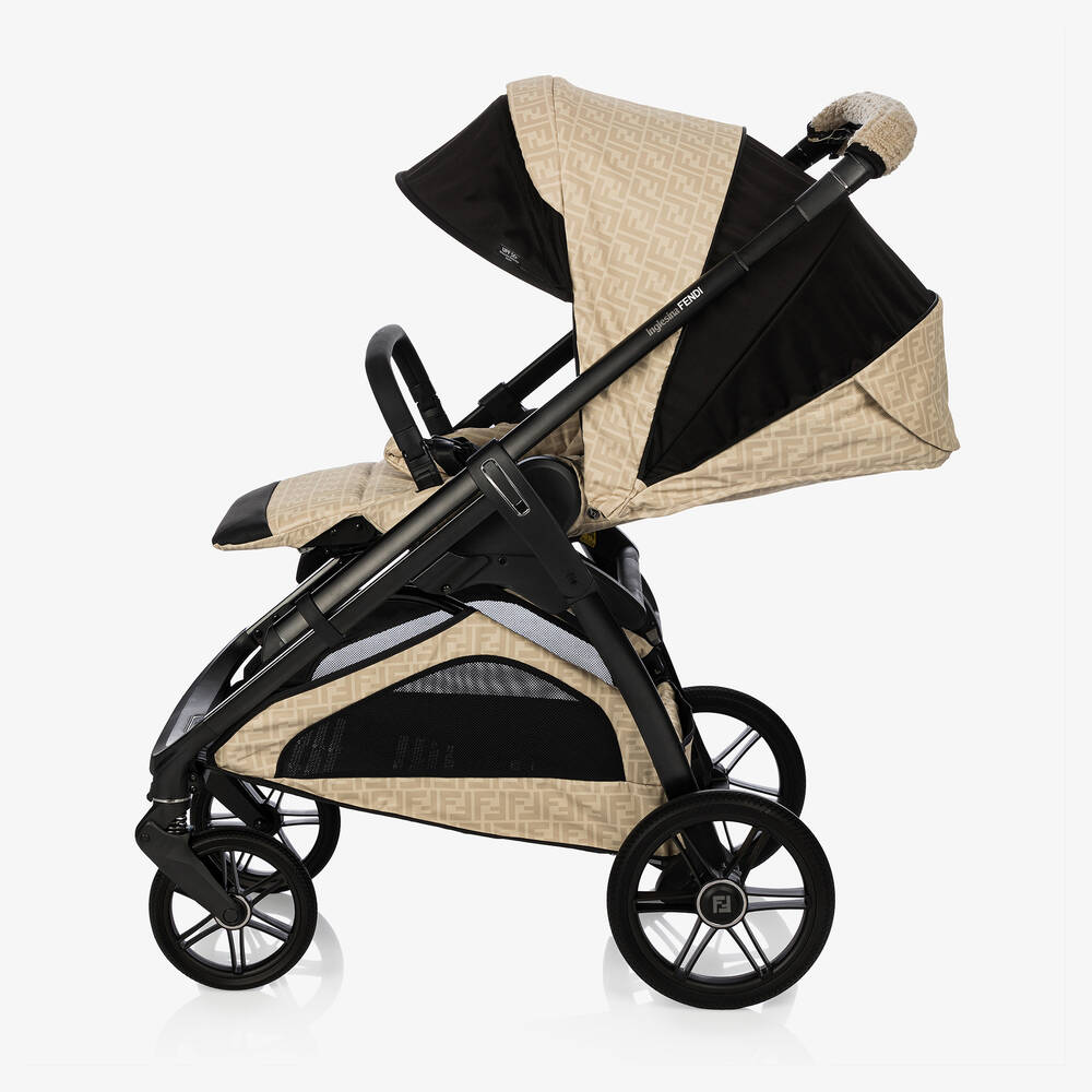 Fendi-Beige FF Logo Stroller | Childrensalon