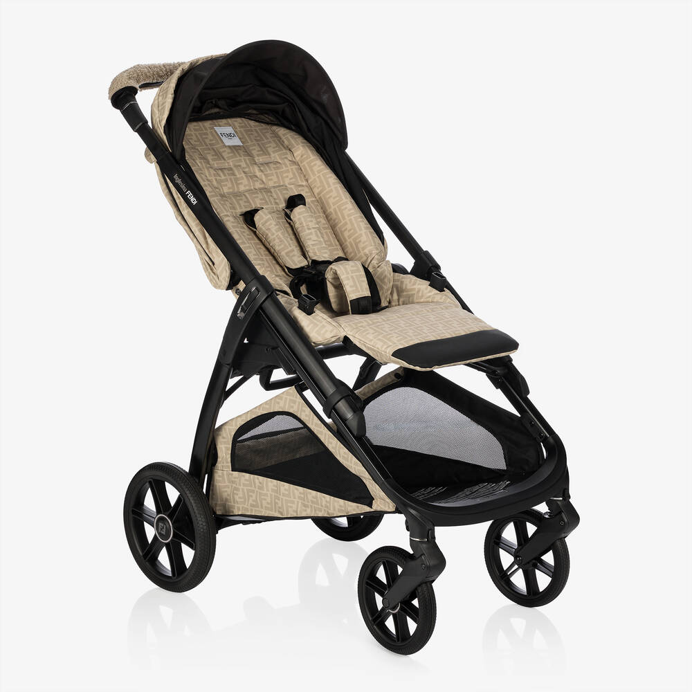 Fendi-Beige FF Logo Stroller | Childrensalon