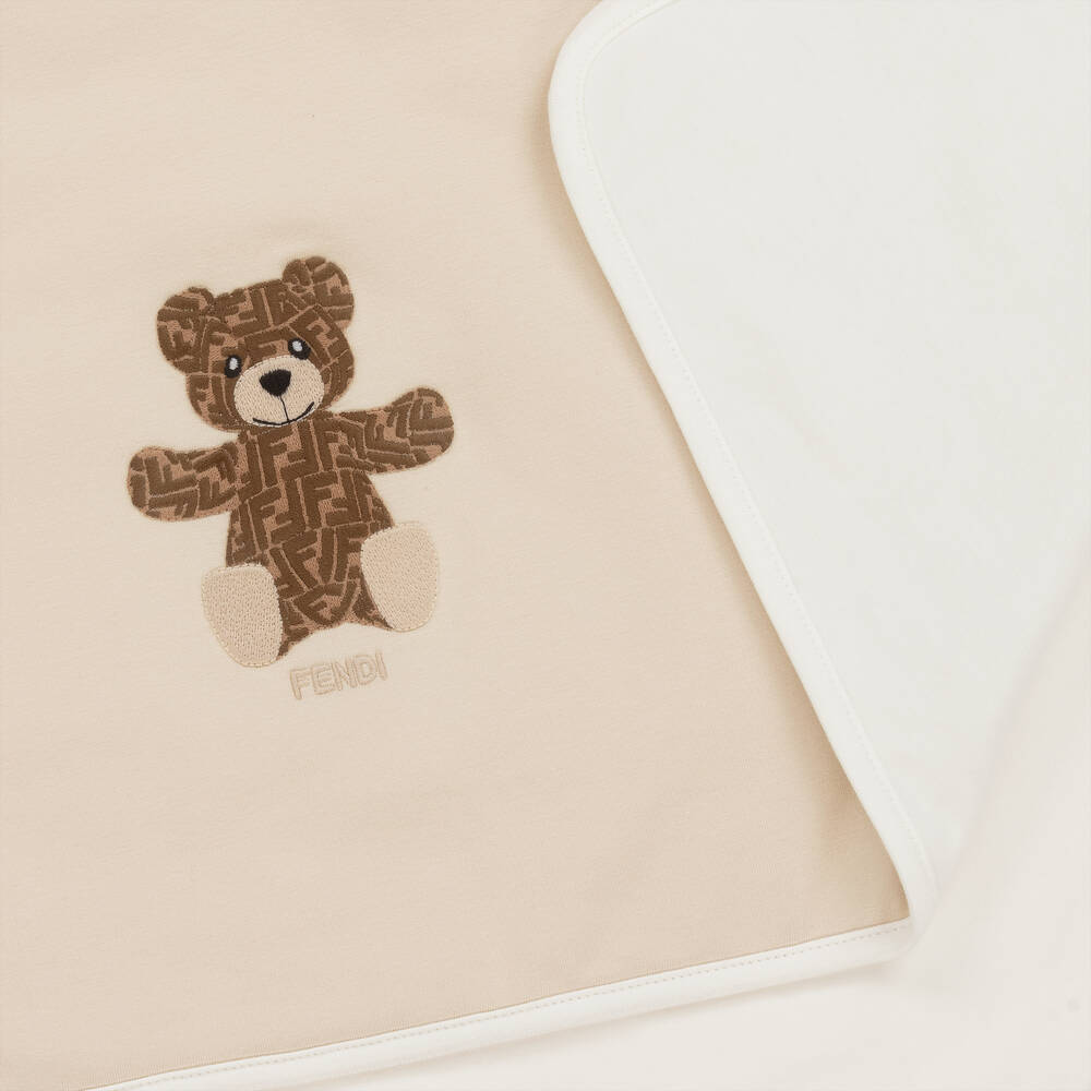 Fendi-Beige FF Teddy Bear Padded Blanket (80cm) | Childrensalon