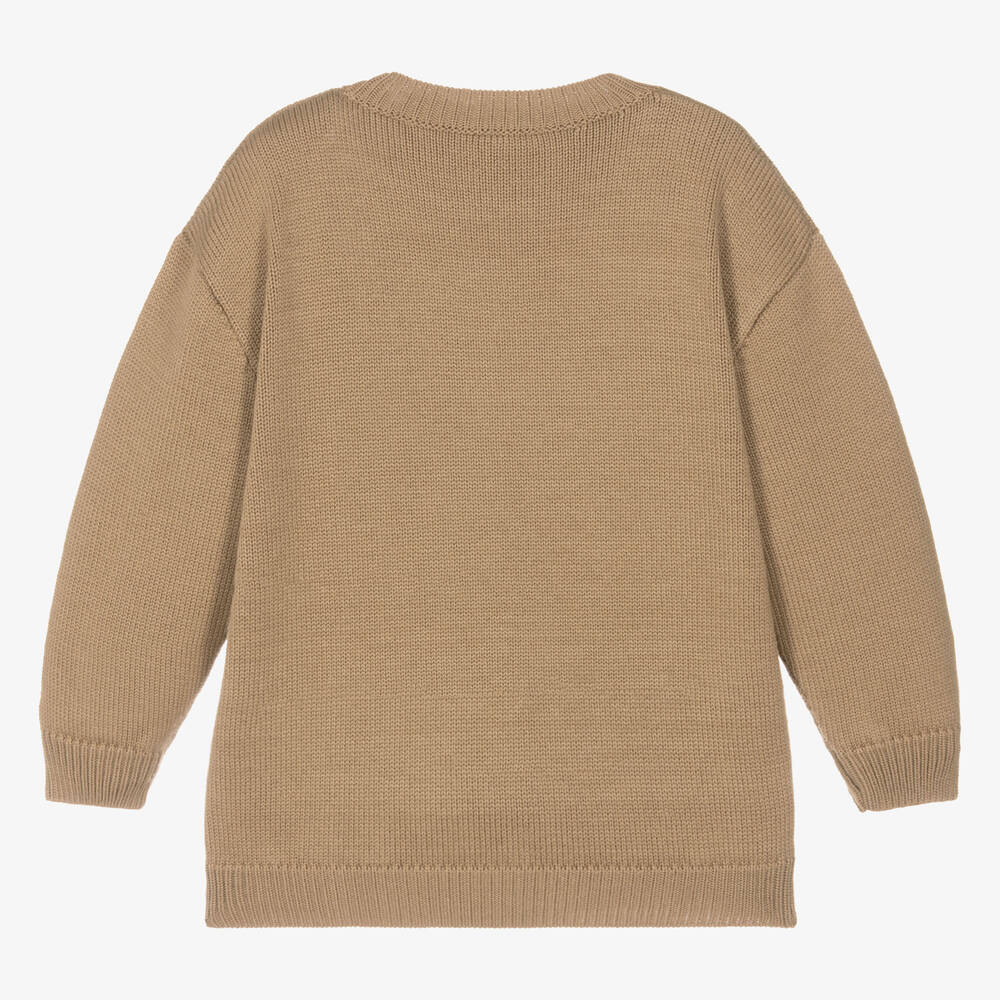 Fendi-Beige Knitted Wool Sweater | Childrensalon