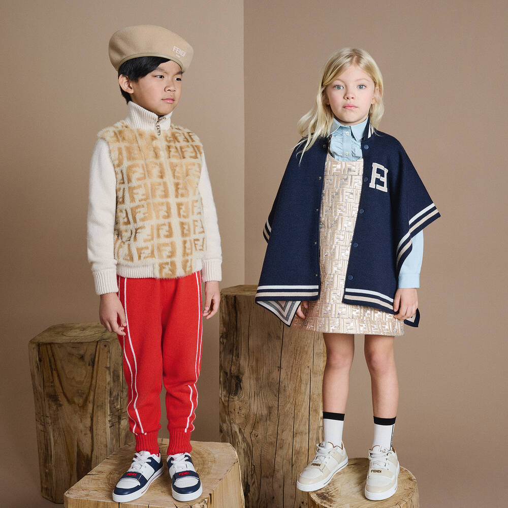 Fendi-Бежевые кожаные кроссовки | Childrensalon