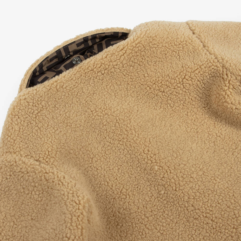 Fendi-Куртка бежевая из плюшевого флиса FF для малышей | Childrensalon