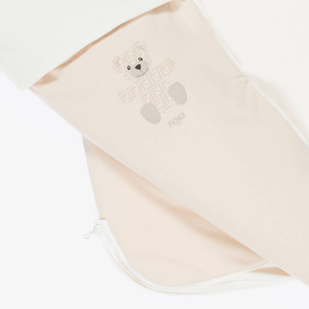 Fendi-Beige & White Cotton Jersey Fendi Bear Nest (78cm) | Childrensalon