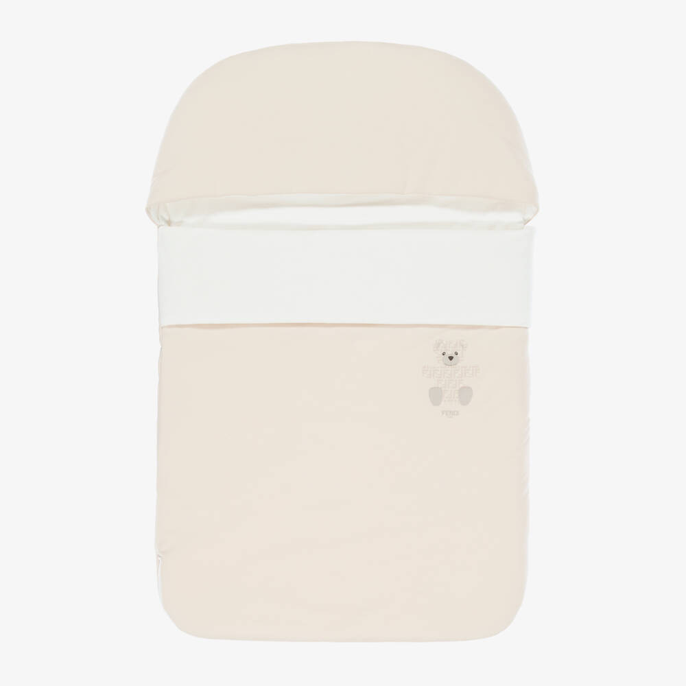 Fendi-Beige & White Cotton Jersey Fendi Bear Nest (78cm) | Childrensalon