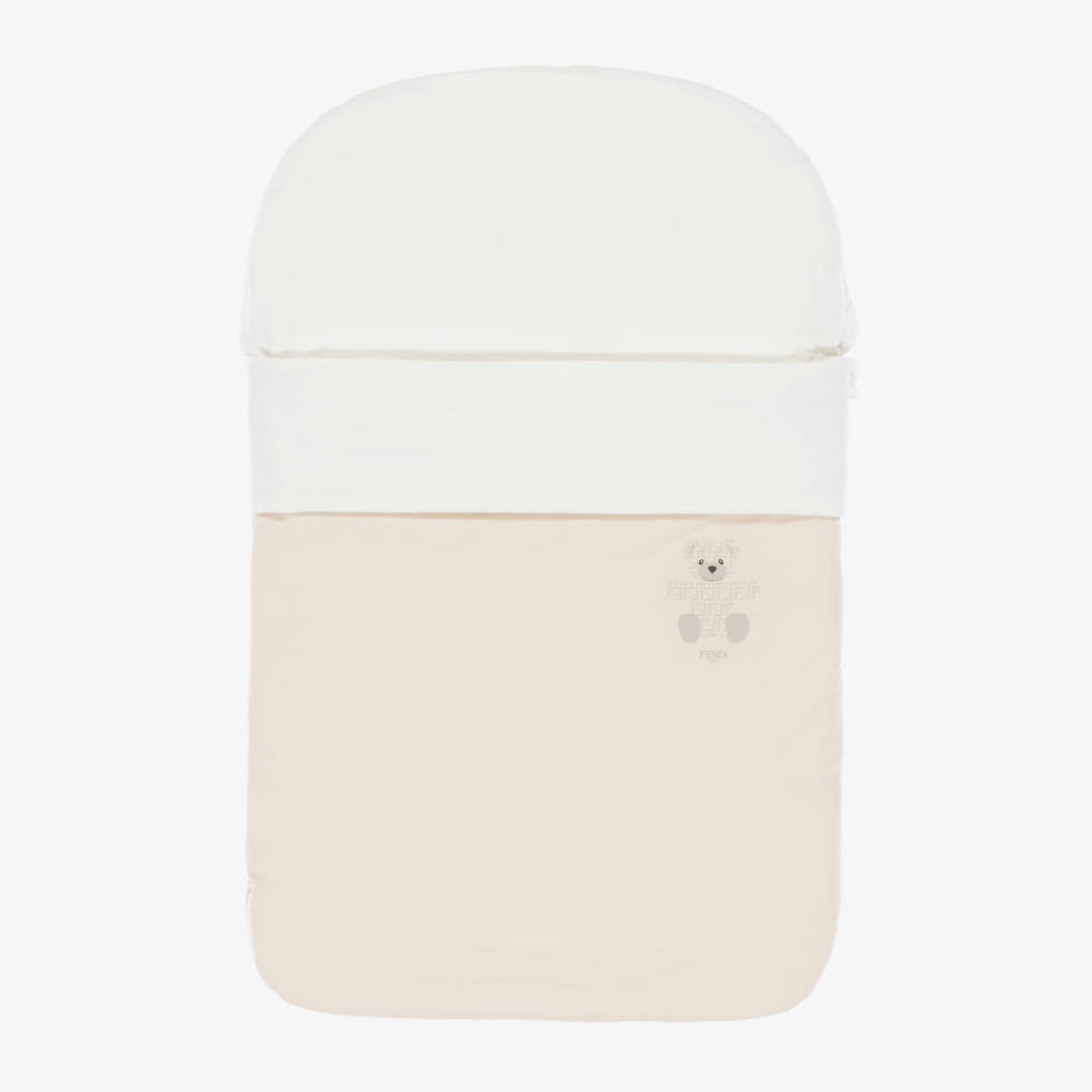 Fendi-Beige & White Cotton Jersey Fendi Bear Nest (78cm) | Childrensalon