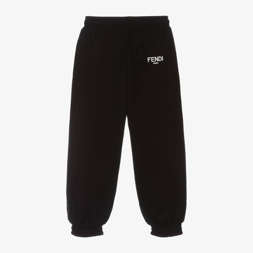 Fendi-Black & Brown Reversible FF Logo Joggers | Childrensalon