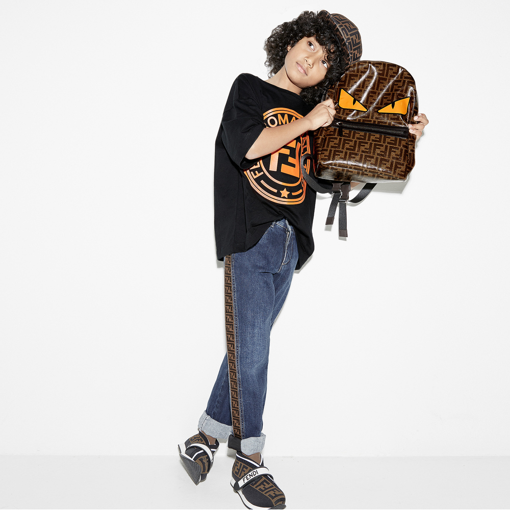 Fendi-Черные кроссовки с принтом FF | Childrensalon