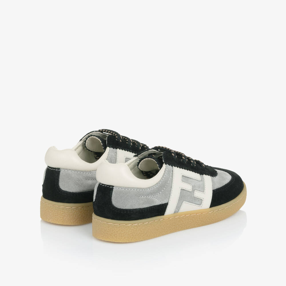 Fendi-Кроссовки черно-серые замшевые кожаные FF | Childrensalon
