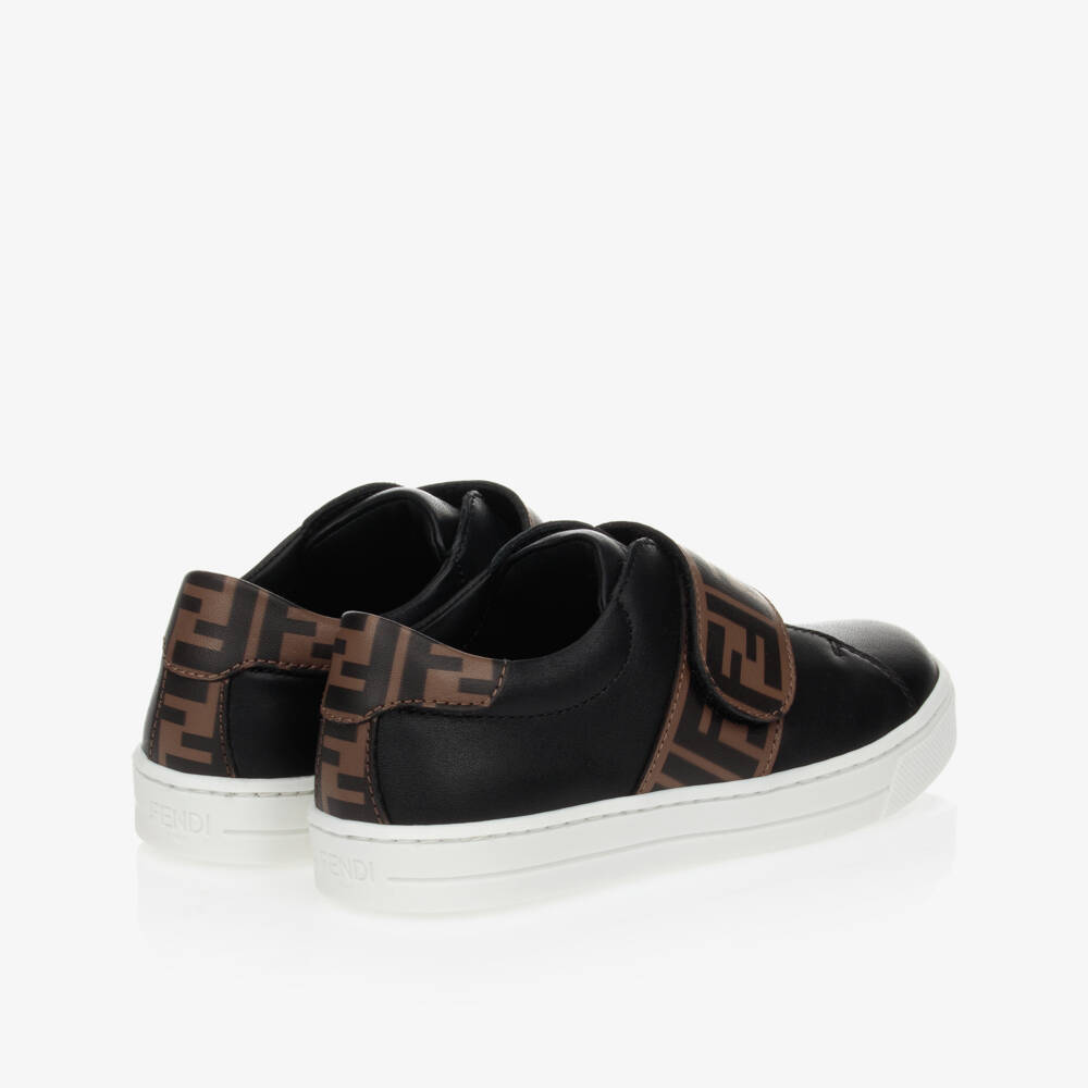 Fendi-Black Leather FF Logo Trainers | Childrensalon