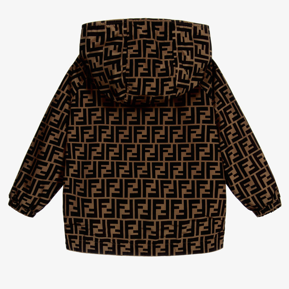 Fendi-Black Reversible FF Windbreaker Jacket | Childrensalon