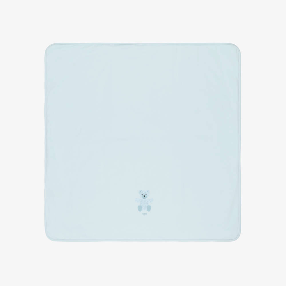 Fendi-Blue Cotton Fendi Bear Padded Blanket (80cm) | Childrensalon