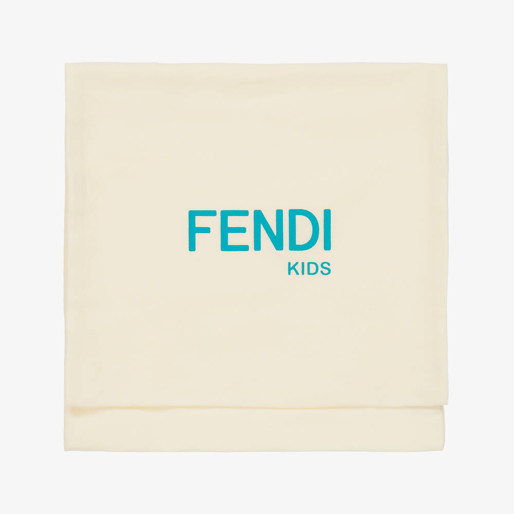 Fendi-Blue Logo Wool Knit Beanie Hat | Childrensalon
