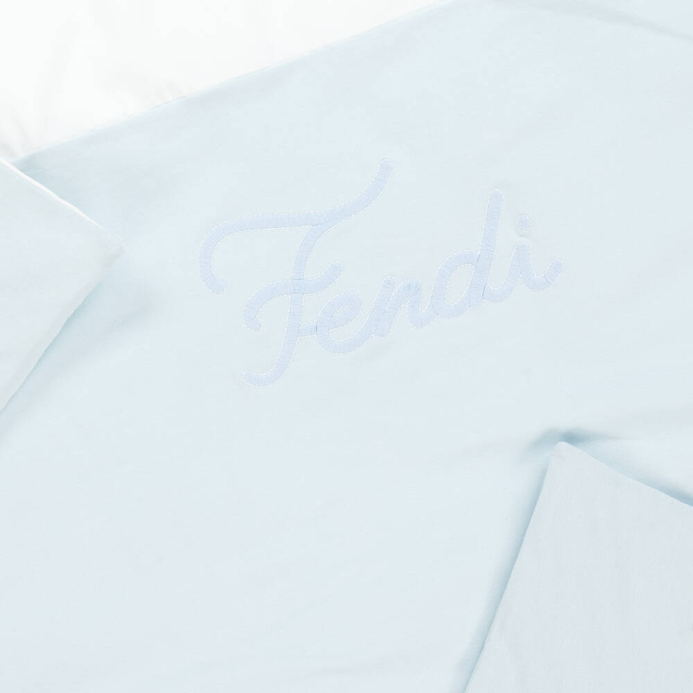 Fendi-بطانية قطن مبطنة لون أزرق فاتح للمواليد (83 سم) | Childrensalon