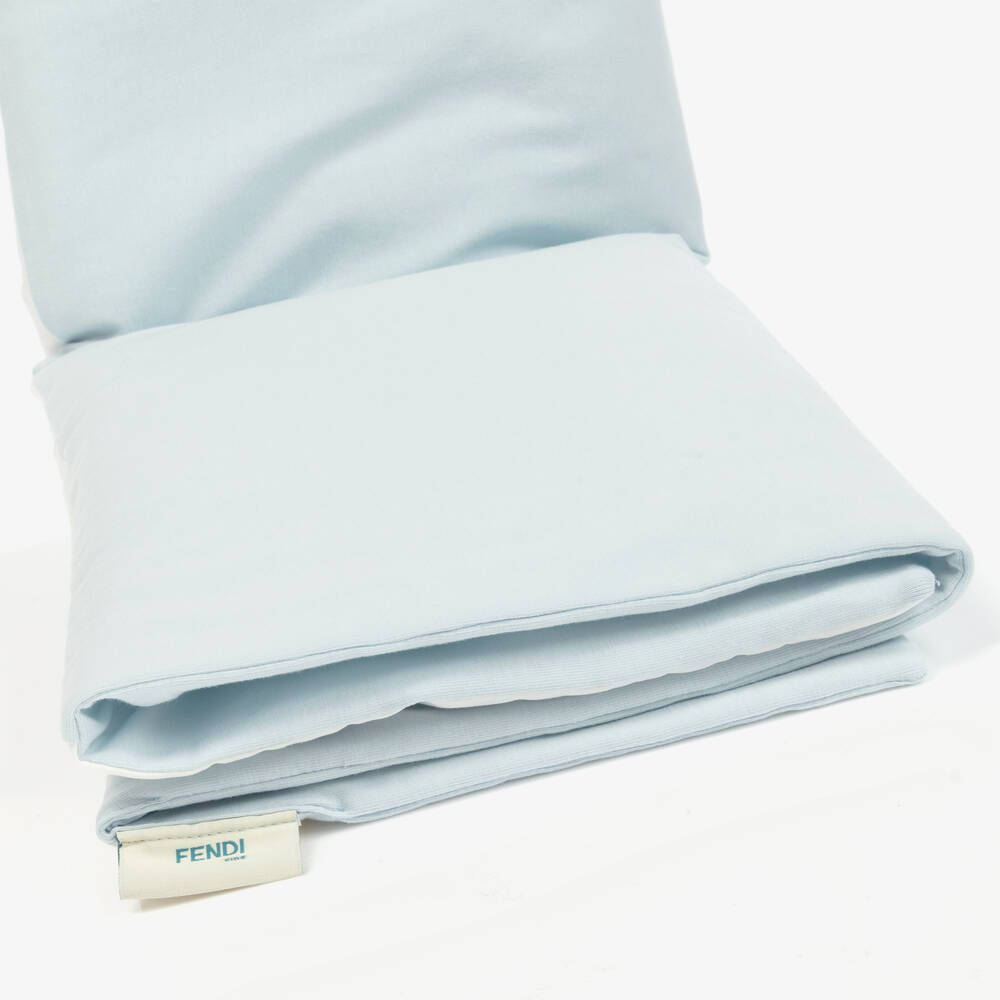 Fendi-بطانية قطن مبطنة لون أزرق فاتح للمواليد (83 سم) | Childrensalon