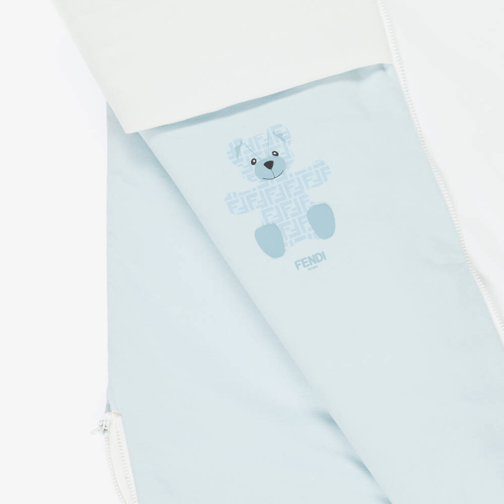 Fendi-Blue & White Cotton Jersey Fendi Bear Nest (78cm) | Childrensalon