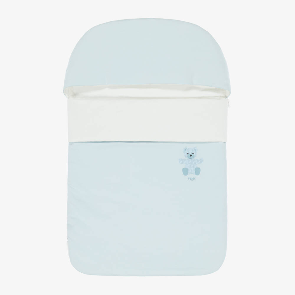 Fendi-Blue & White Cotton Jersey Fendi Bear Nest (78cm) | Childrensalon