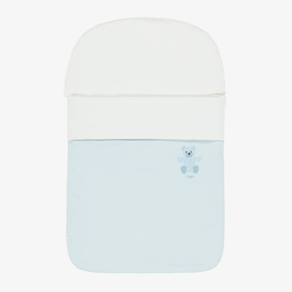 Fendi-Blue & White Cotton Jersey Fendi Bear Nest (78cm) | Childrensalon