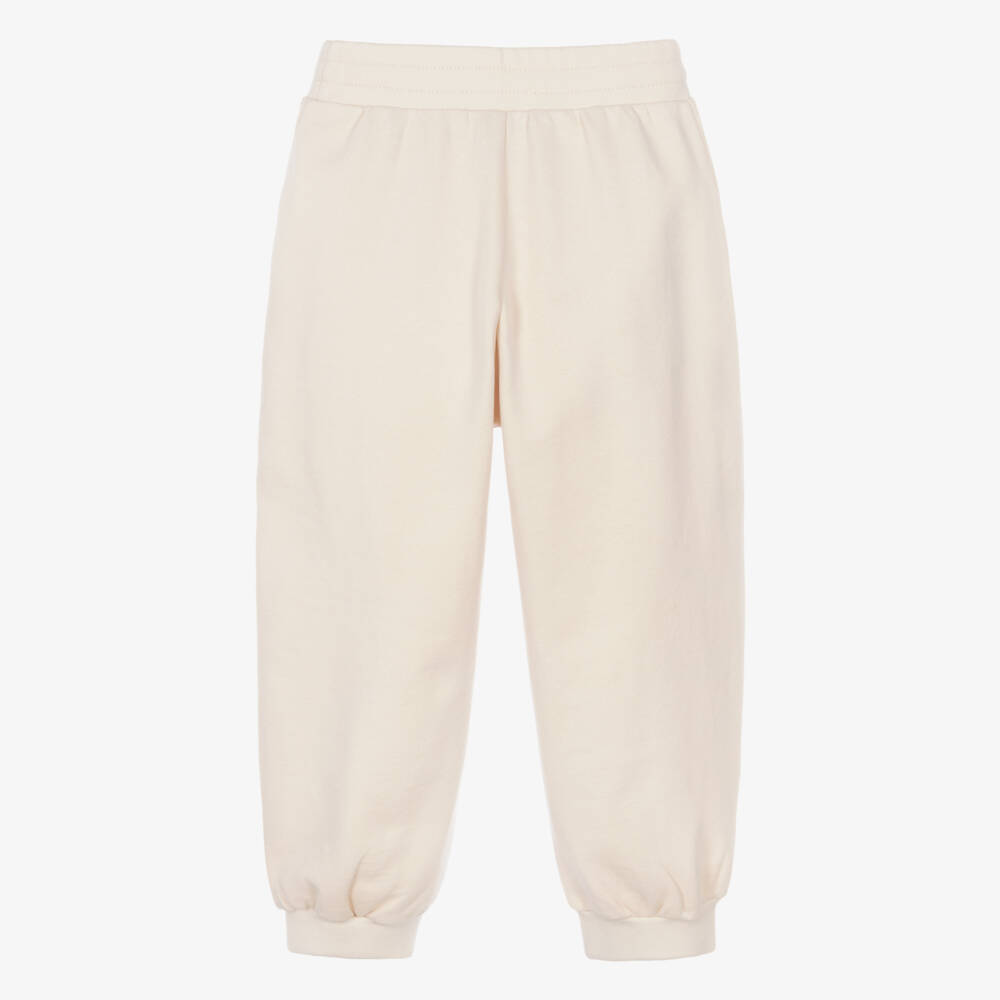 Fendi-Boys Beige Cotton Joggers with FF Logo Embroidery | Childrensalon
