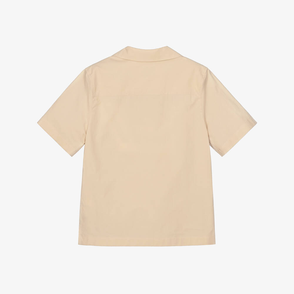 Fendi-Boys Beige Cotton Short Sleeve Shirt | Childrensalon