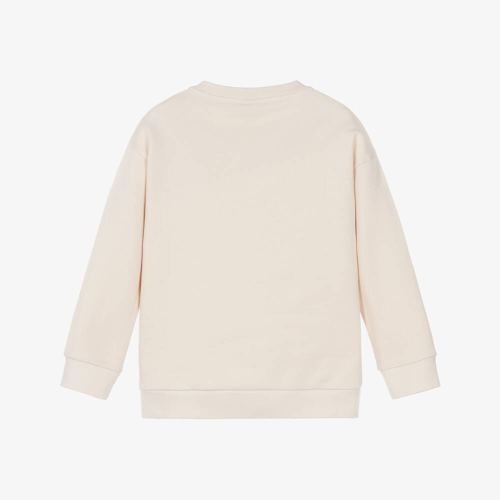 Fendi-Boys Beige Cotton Sweatshirt with Colourful Logo | Childrensalon
