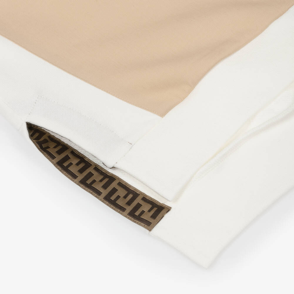 Fendi-Boys Beige & Ivory Cotton FF Zip-Up Hoodie | Childrensalon