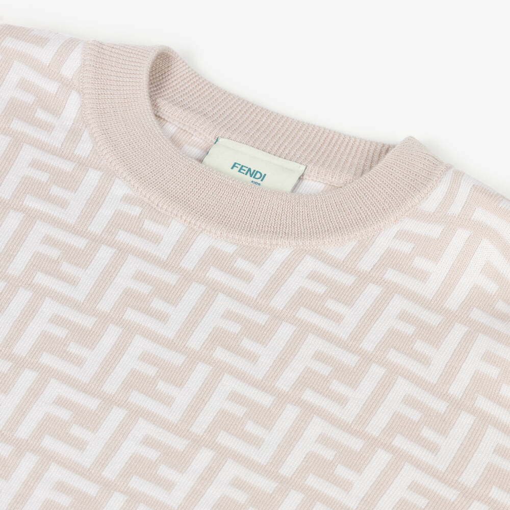 Fendi-Свитер бежево-кремовый трикотажный FF для мальчиков | Childrensalon