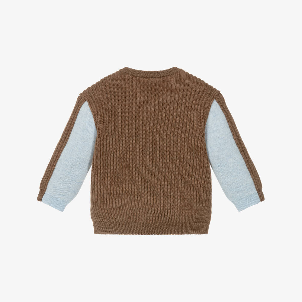 Fendi-Boys Blue & Brown Wool Squirrel Sweater | Childrensalon